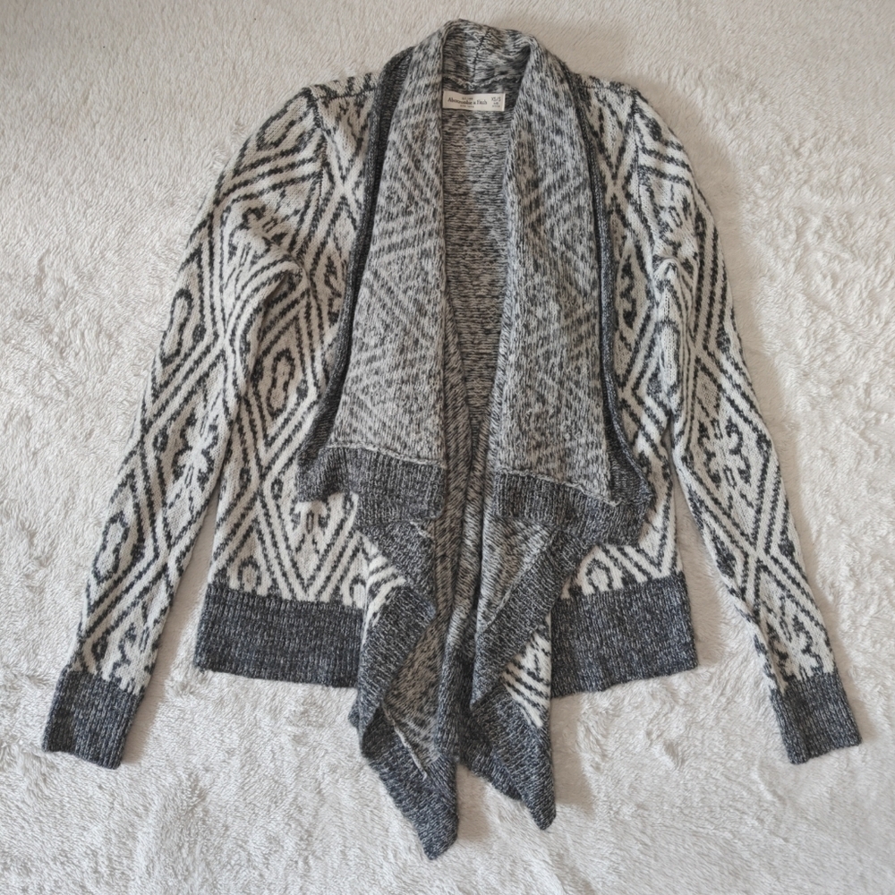 Abercrombie & Fitch Womens Cardigan Sweater Knit White Gray Open Front Draped S - Picture 4 of 6